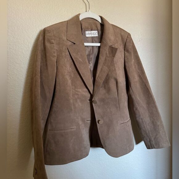 Vintage 70s Suede Leather Blazer Jacket Sz Small in Tan - Picture 2 of 6